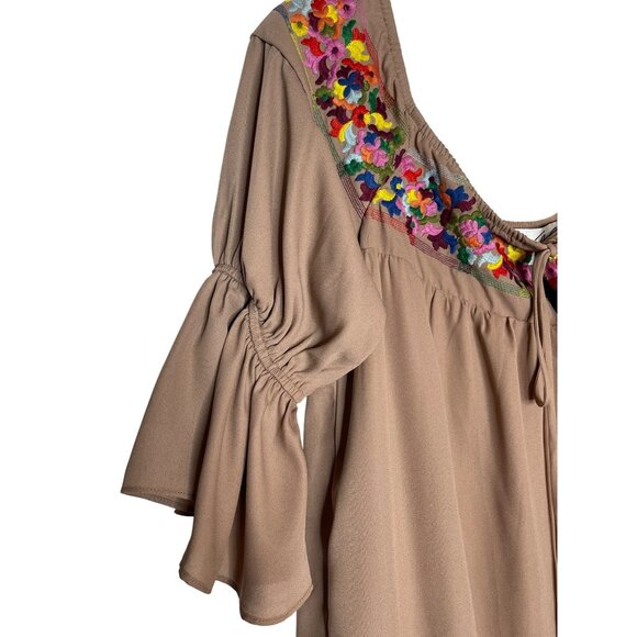 Boho Tunic Dress Bell Sleeves Embroidery Lined Size XS Va Va by Joy Han - Picture 3 of 15